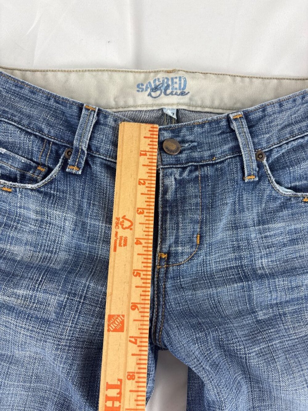 Sacred Blue Vintage Low Rise Bootcut Denim Jeans Medium Wash Size 27 - Picture 3 of 12